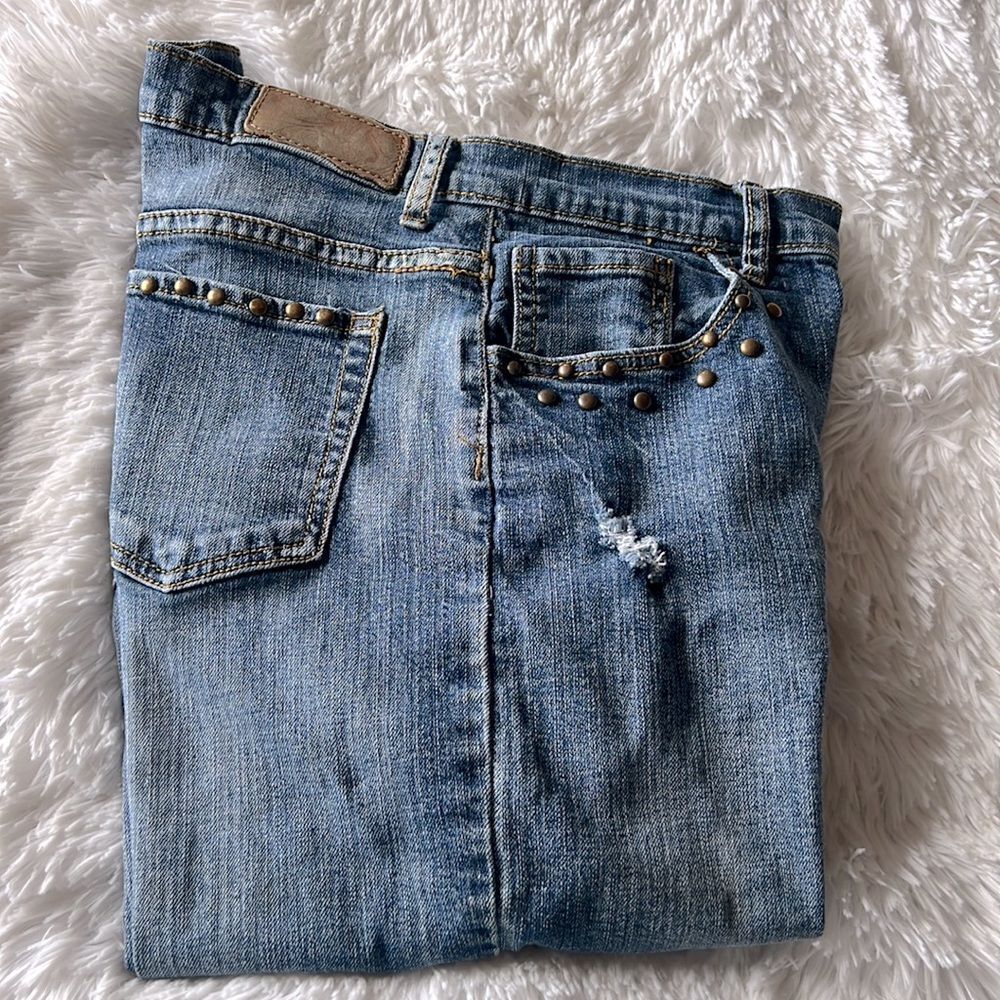 Studded Distressed Midrise Slim Skinny Rocker Firefly Jeans - Picture 16 of 16